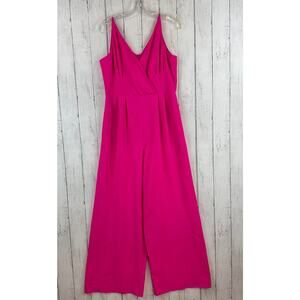 Anthropologie Hutch Hot Pink Sleeveless Wide-Leg Jumpsuit  Stretch Jersey Size 8